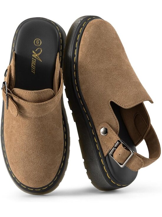 Shoes - Cozy Women's Slip-On Suede Clogs with Back Strap | Comfortable Casual Footwear